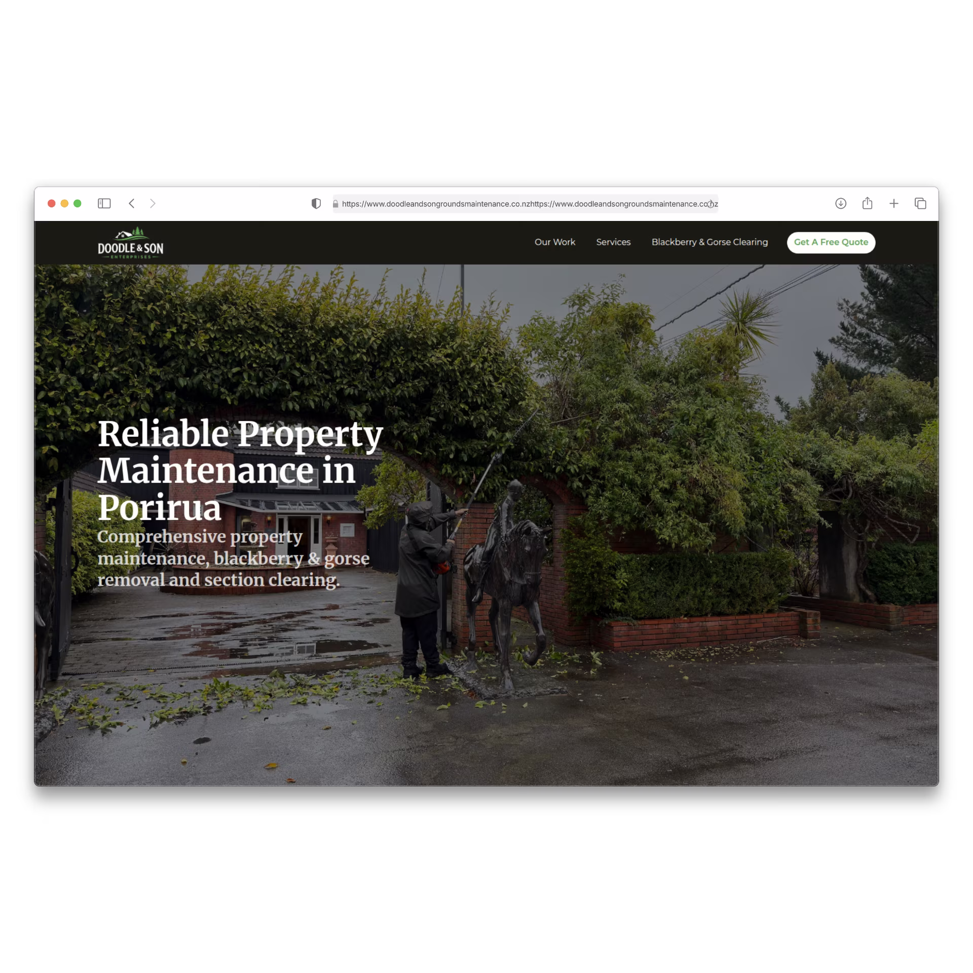 Doodle and Son property maintenance website mockup in a browser window